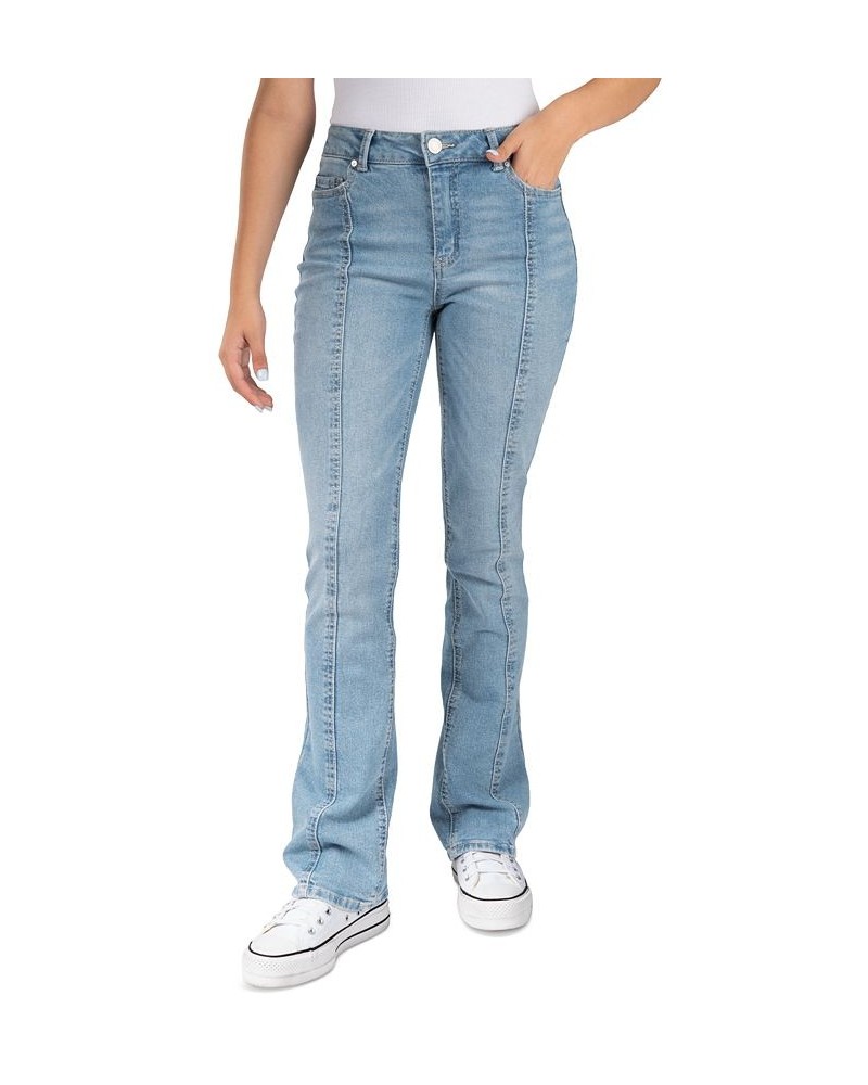 Juniors' Seamed High-Rise Bootcut Jeans Med Blue $15.81 Jeans