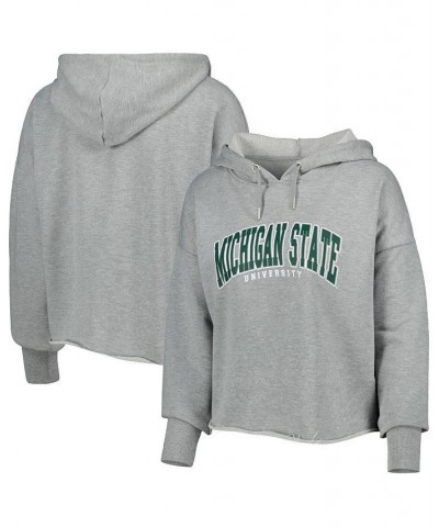 Women's Heather Gray Michigan State Spartans Core University Cropped French Terry Pullover Hoodie Heather Gray $38.99 Sweatsh...