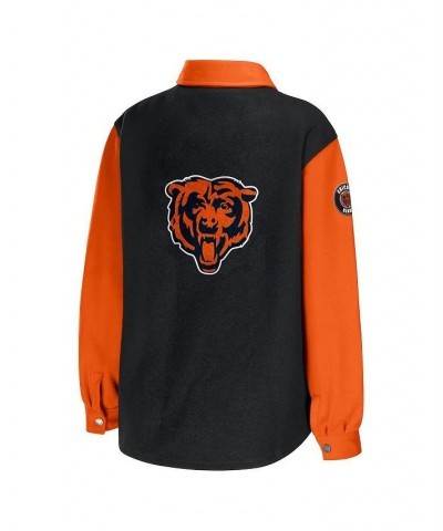 Women's Black Chicago Bears Snap-Up Shirt Jacket Black $44.00 Jackets