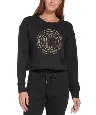 Women's Metallic Logo Long-Sleeve Top Black $17.09 Tops