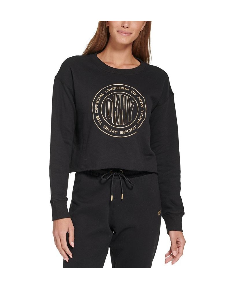 Women's Metallic Logo Long-Sleeve Top Black $17.09 Tops