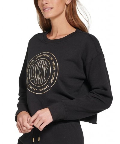 Women's Metallic Logo Long-Sleeve Top Black $17.09 Tops