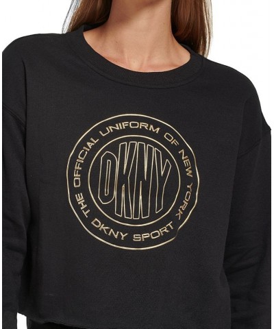 Women's Metallic Logo Long-Sleeve Top Black $17.09 Tops