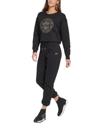 Women's Metallic Logo Long-Sleeve Top Black $17.09 Tops