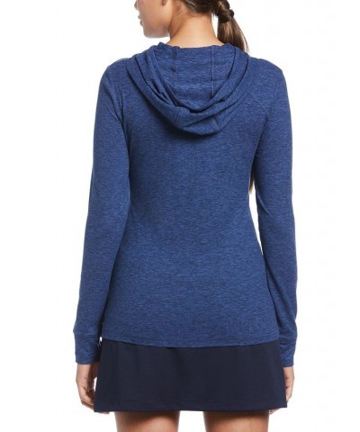 Women's Brushed Heather Long-Sleeve Hooded Top Peacoat Heather $26.52 Tops