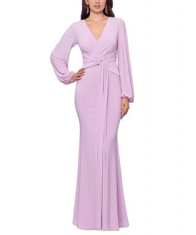 Petite Draped V-Neck Gown Rose $76.65 Dresses