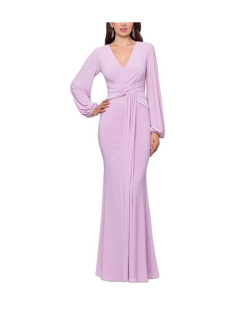 Petite Draped V-Neck Gown Rose $76.65 Dresses