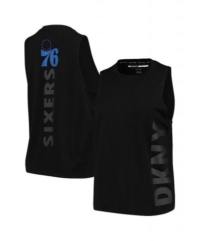 Women's Black Philadelphia 76ers Athleisure Olivia Tri-Blend Tank Top Black $24.50 Tops