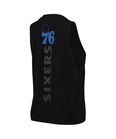 Women's Black Philadelphia 76ers Athleisure Olivia Tri-Blend Tank Top Black $24.50 Tops