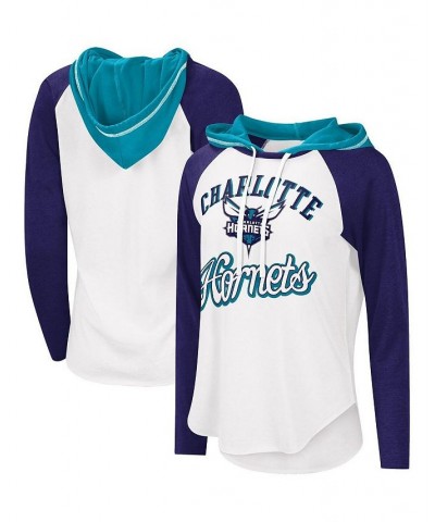 Women's White Charlotte Hornets MVP Raglan Hoodie Long Sleeve T-shirt White $29.99 Tops