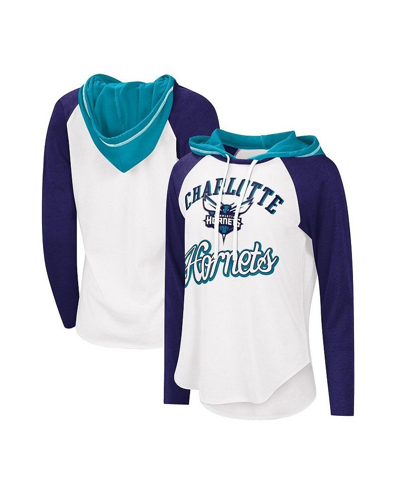 Women's White Charlotte Hornets MVP Raglan Hoodie Long Sleeve T-shirt White $29.99 Tops