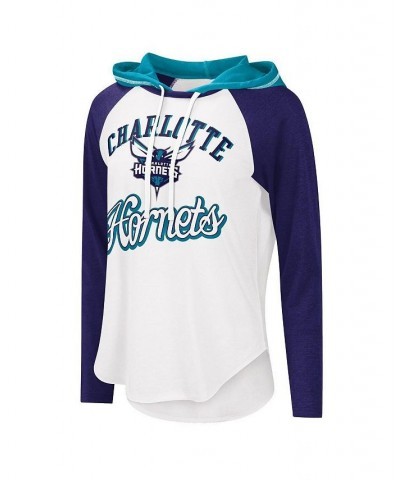 Women's White Charlotte Hornets MVP Raglan Hoodie Long Sleeve T-shirt White $29.99 Tops