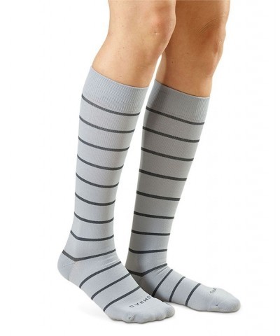 Women's Knee-High Wicking Striped Compression Socks Gray $20.90 Socks