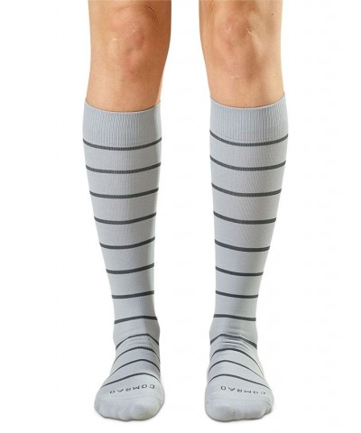 Women's Knee-High Wicking Striped Compression Socks Gray $20.90 Socks