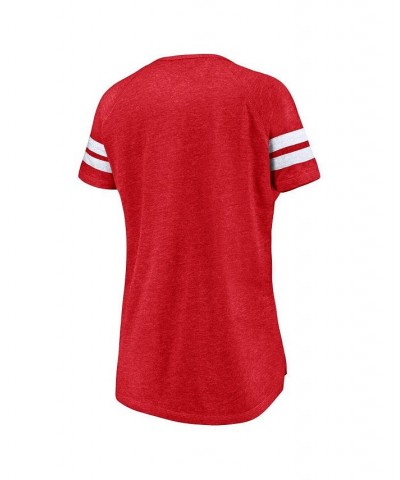 Women's Branded Heather Red Boston Red Sox Quick Out Tri-Blend Raglan Notch Neck T-shirt Heather Red $25.19 Tops