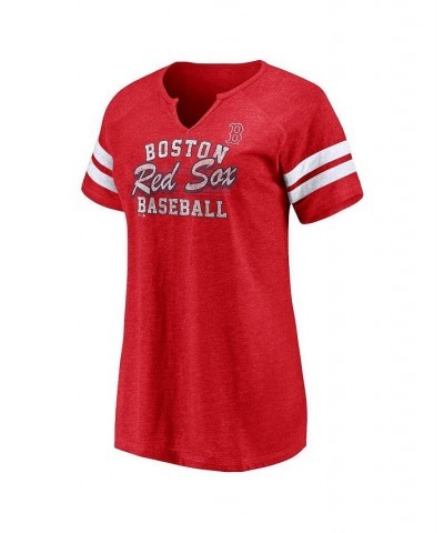 Women's Branded Heather Red Boston Red Sox Quick Out Tri-Blend Raglan Notch Neck T-shirt Heather Red $25.19 Tops