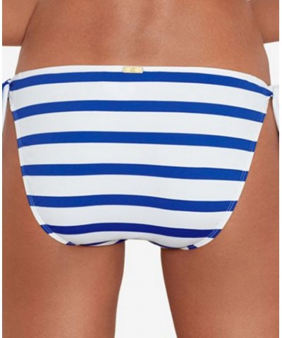 Women's Tie-Front Striped Bikini Top & Hipster Bikini Bottoms Port Stripe $34.65 Swimsuits