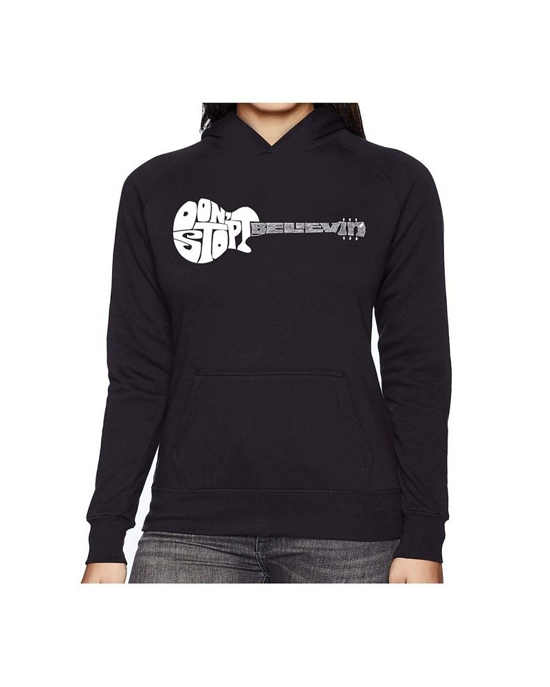 Women's Word Art Hooded Sweatshirt -Don'T Stop Believin' Black $31.19 Sweatshirts