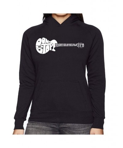 Women's Word Art Hooded Sweatshirt -Don'T Stop Believin' Black $31.19 Sweatshirts