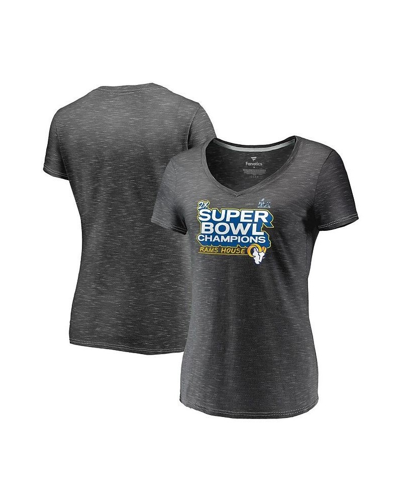 Women's Branded Heather Charcoal Los Angeles Rams Super Bowl LVI Champions Parade V-Neck T-shirt Heathered Charcoal $25.51 Tops