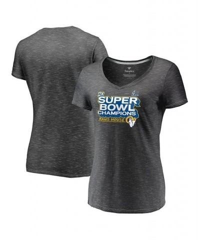 Women's Branded Heather Charcoal Los Angeles Rams Super Bowl LVI Champions Parade V-Neck T-shirt Heathered Charcoal $25.51 Tops