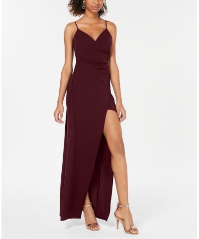 Juniors' High-Slit Gown Wine $43.45 Dresses