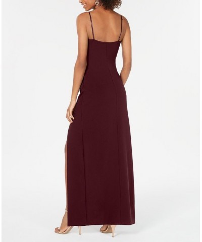 Juniors' High-Slit Gown Wine $43.45 Dresses