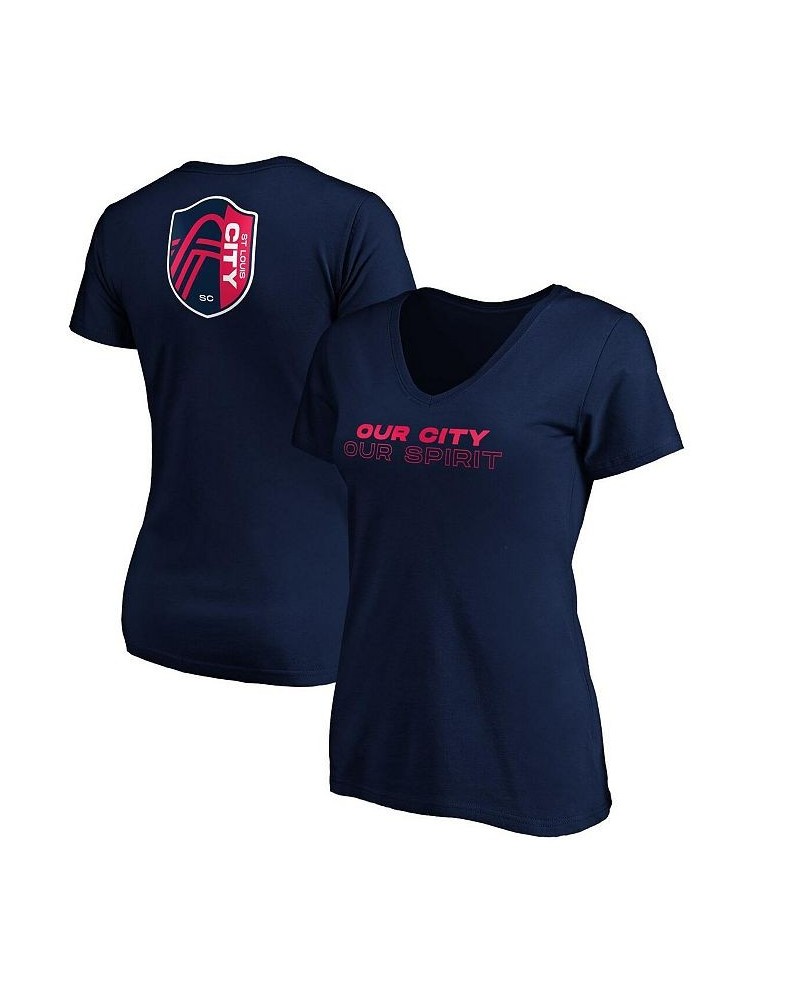 Women's Branded Navy St. Louis City SC Our City Our Spirit V-Neck T-shirt Navy $21.83 Tops