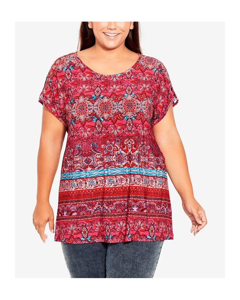 Plus Size Phoebe Lattice Border Top Paisley Border $29.16 Tops