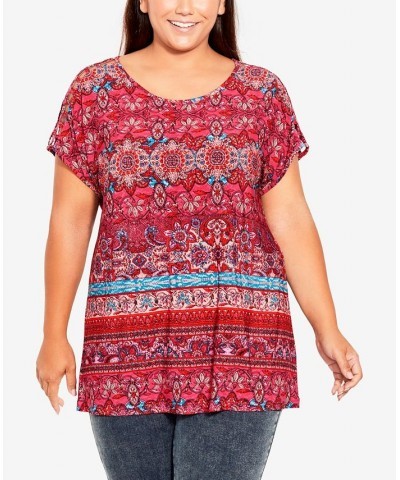 Plus Size Phoebe Lattice Border Top Paisley Border $29.16 Tops