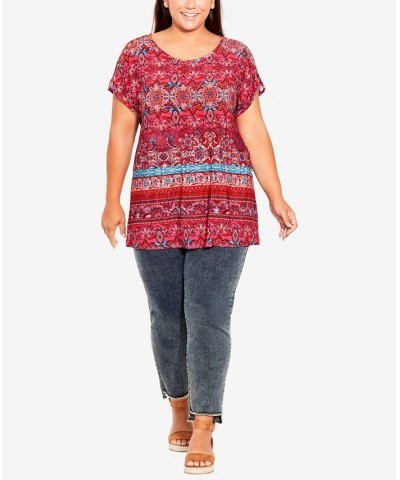 Plus Size Phoebe Lattice Border Top Paisley Border $29.16 Tops