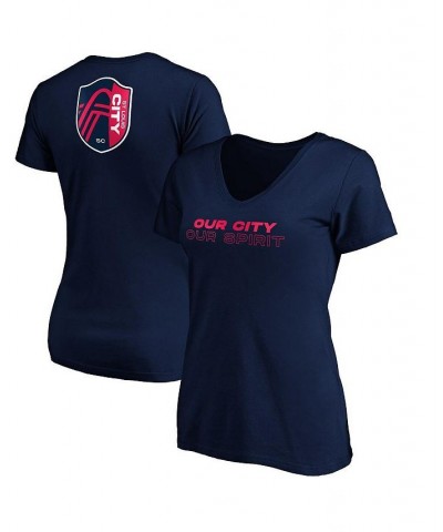 Women's Branded Navy St. Louis City SC Our City Our Spirit V-Neck T-shirt Navy $21.83 Tops