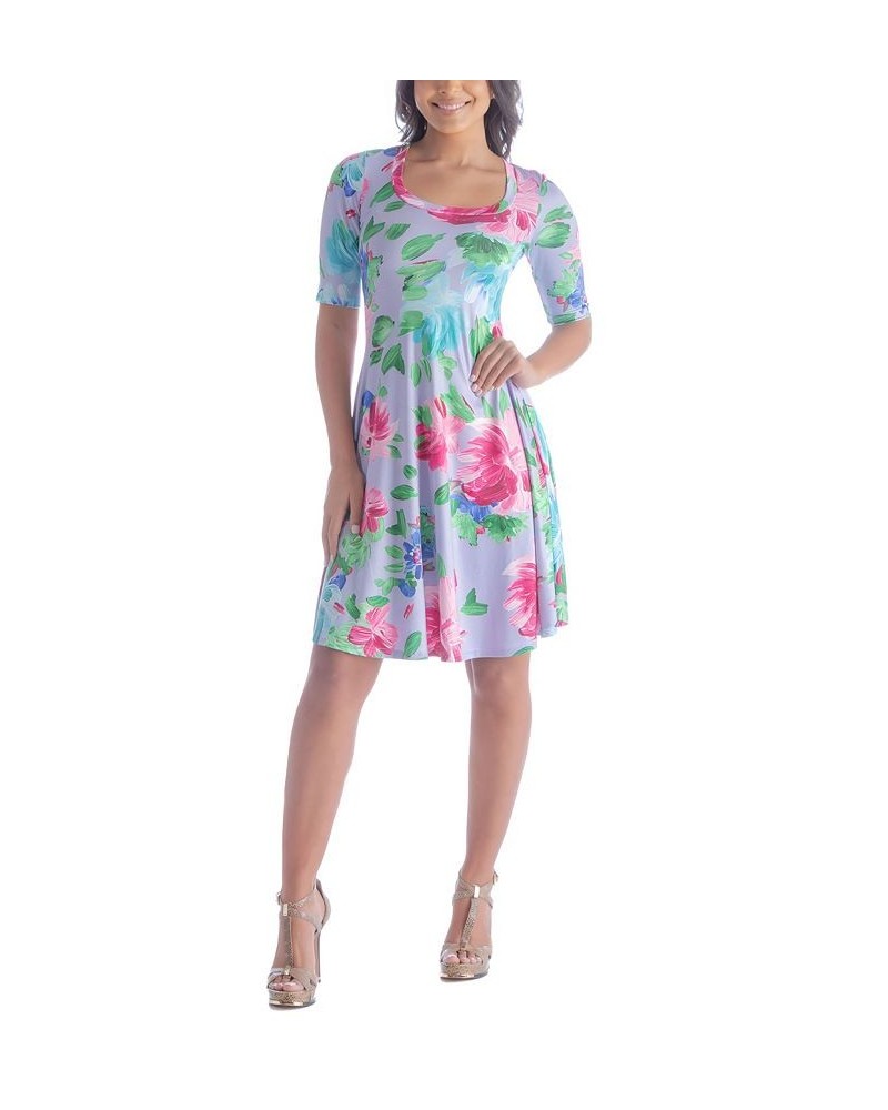 Women's Elbow-Length Sleeves T-shirt Dress Green Multi $34.04 Dresses