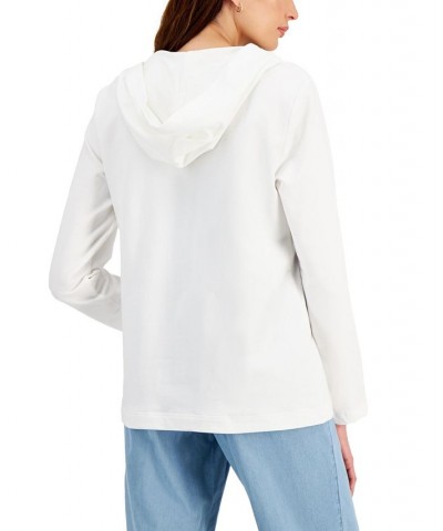 Petite French Terry Zip-Front Hoodie Bright White $16.51 Sweatshirts