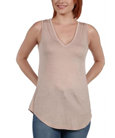 V-Neck Tunic Tank Top with Round Hemline Nude $13.12 Tops