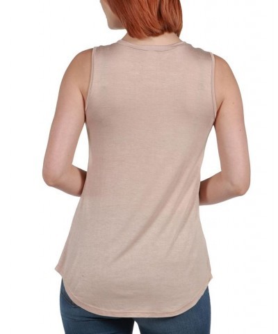 V-Neck Tunic Tank Top with Round Hemline Nude $13.12 Tops