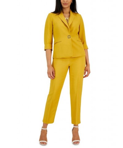 Petite Linen-Blend 3/4-Sleeve Jacket Yellow $54.21 Jackets