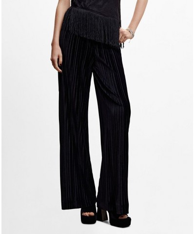 Women's Pleated Velvet Pants Black $32.20 Pants