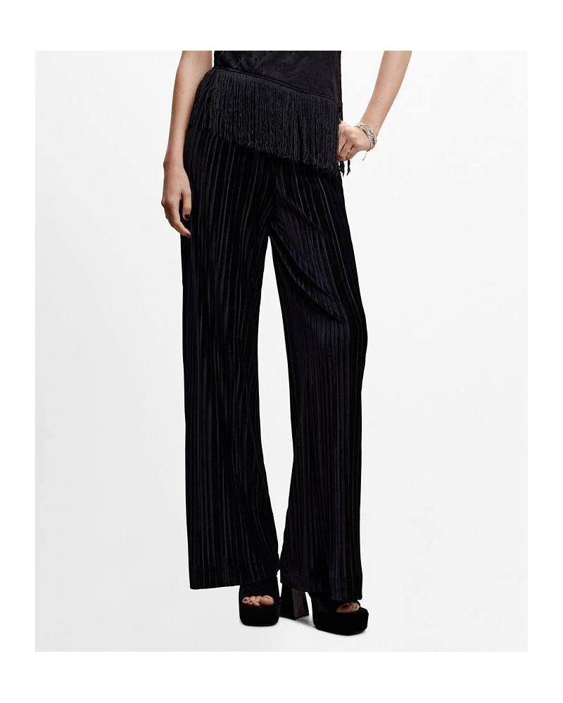 Women's Pleated Velvet Pants Black $32.20 Pants