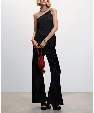 Women's Pleated Velvet Pants Black $32.20 Pants