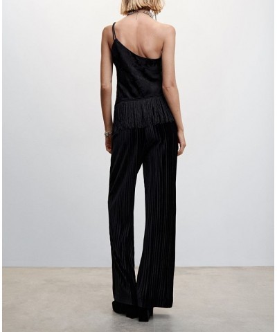 Women's Pleated Velvet Pants Black $32.20 Pants