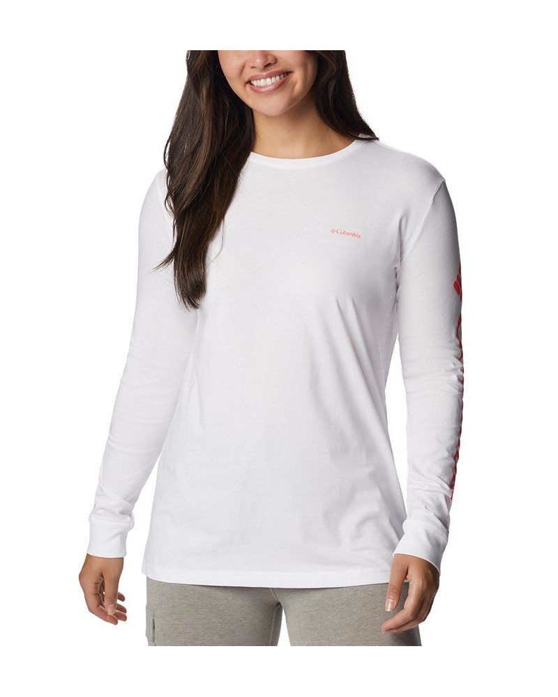 Women's North Cascades Cotton Long-Sleeve T-Shirt White $16.80 Tops