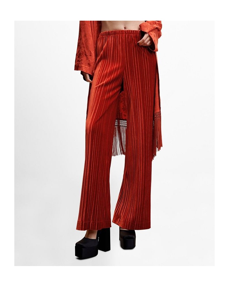 Women's Pleated Velvet Pants Orange $28.70 Pants