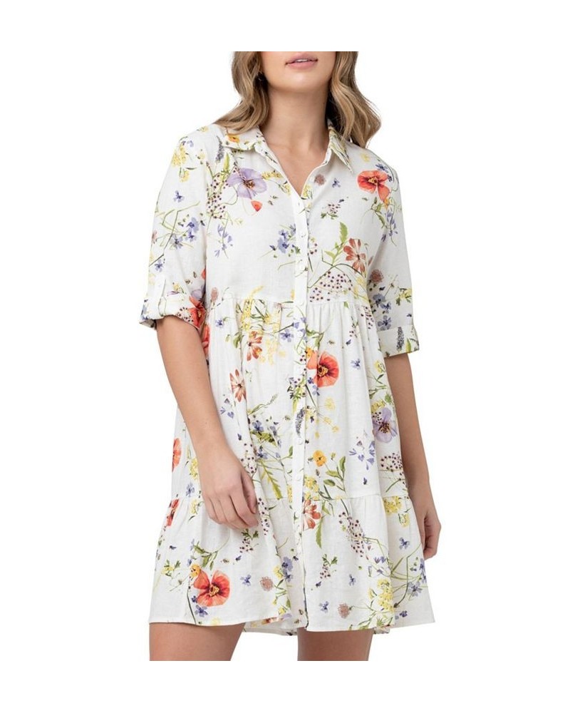 Bloom Floral Button Through Shirt Dress Natural $62.00 Dresses