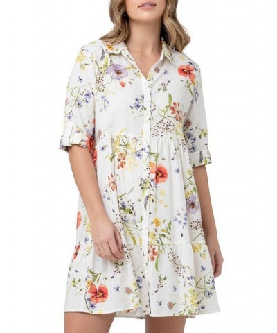 Bloom Floral Button Through Shirt Dress Natural $62.00 Dresses