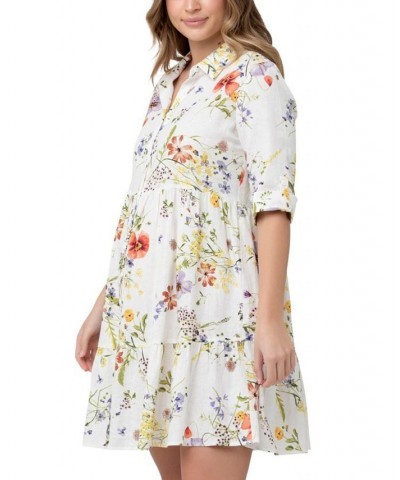 Bloom Floral Button Through Shirt Dress Natural $62.00 Dresses