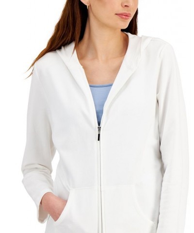 Petite French Terry Zip-Front Hoodie Bright White $16.51 Sweatshirts