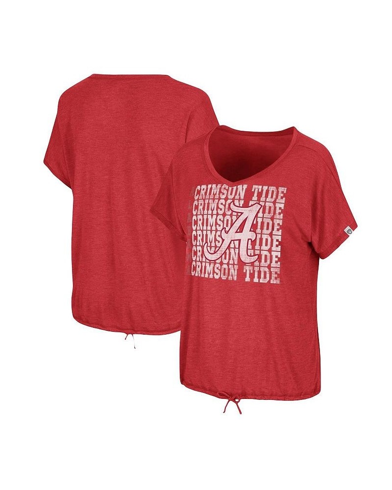 Women's Heathered Crimson Alabama Crimson Tide Fifth Sense Drawcord V-Neck T-shirt Crimson $21.99 Tops