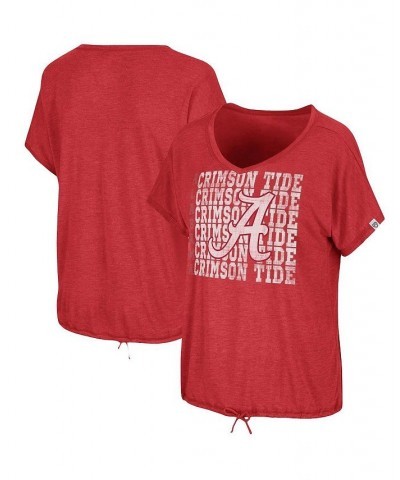 Women's Heathered Crimson Alabama Crimson Tide Fifth Sense Drawcord V-Neck T-shirt Crimson $21.99 Tops