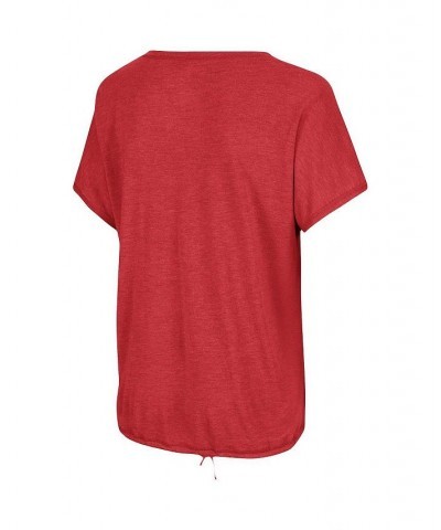 Women's Heathered Crimson Alabama Crimson Tide Fifth Sense Drawcord V-Neck T-shirt Crimson $21.99 Tops